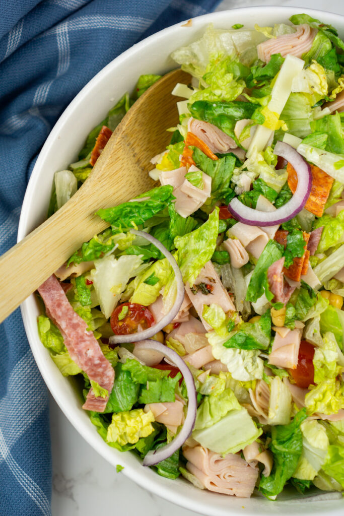 closeup of tossed grinder salad