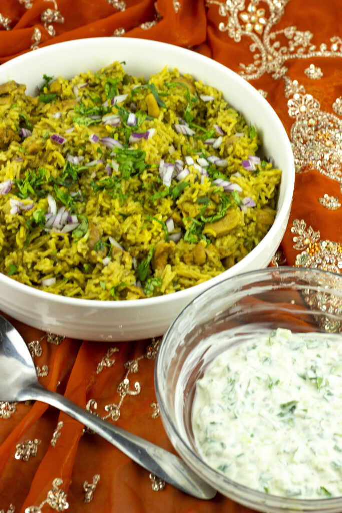 Instant Pot Chicken Biryani and Raita