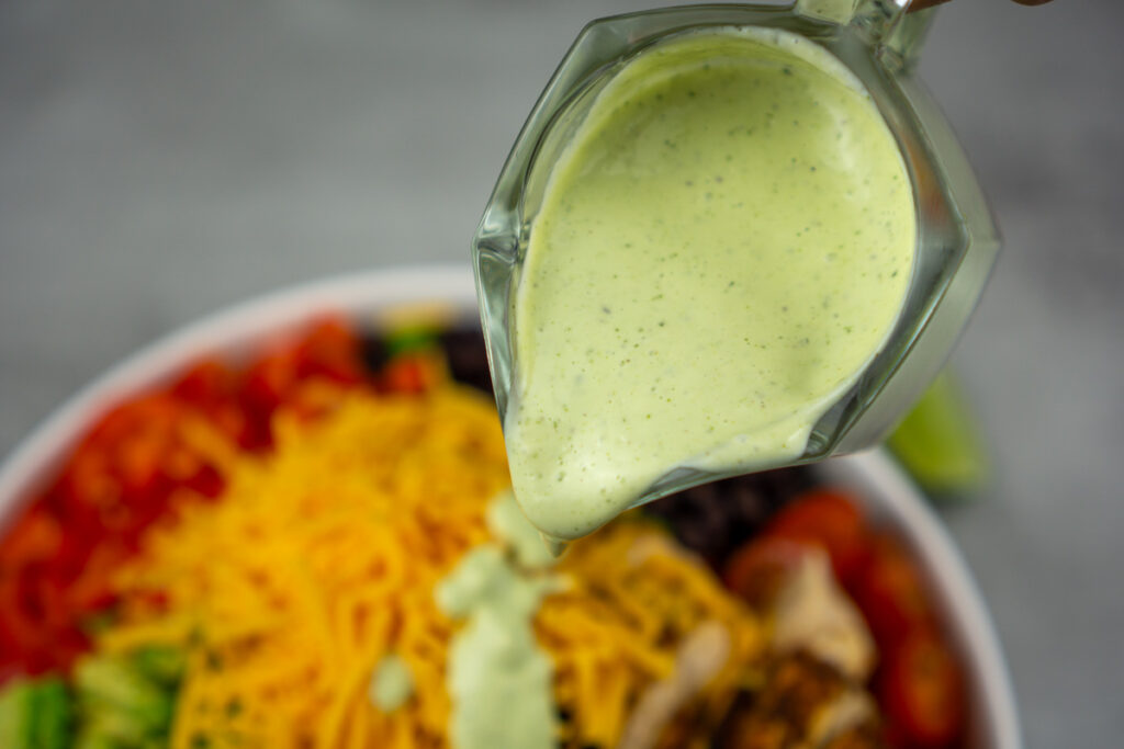 closeup of avocado ranch dressing