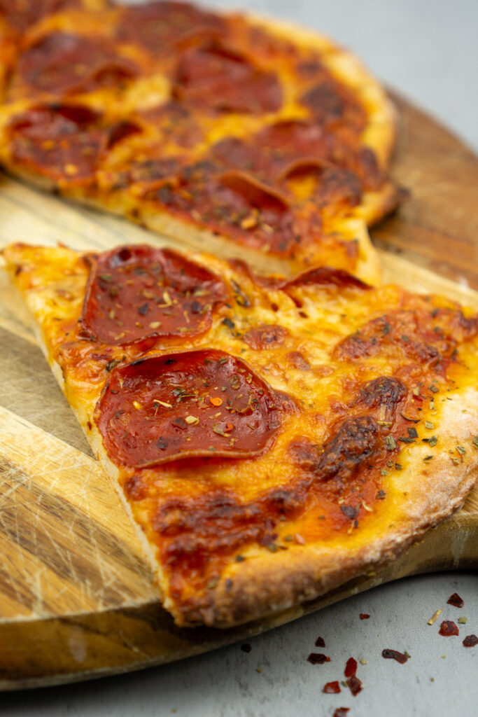 close up of pizza slice