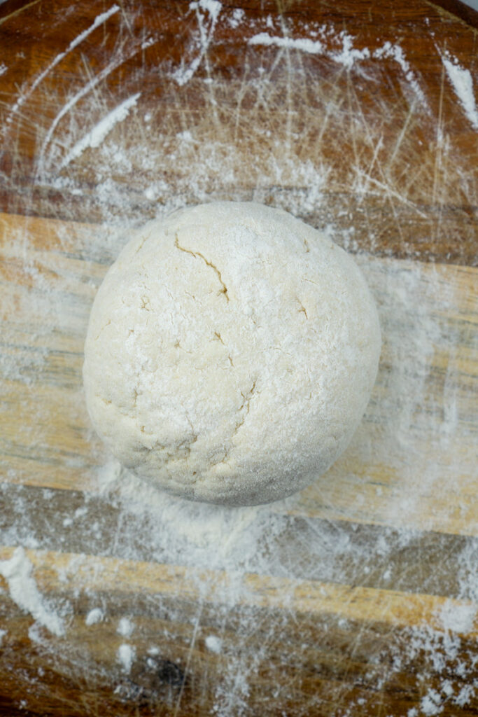 dough ball on cutting board