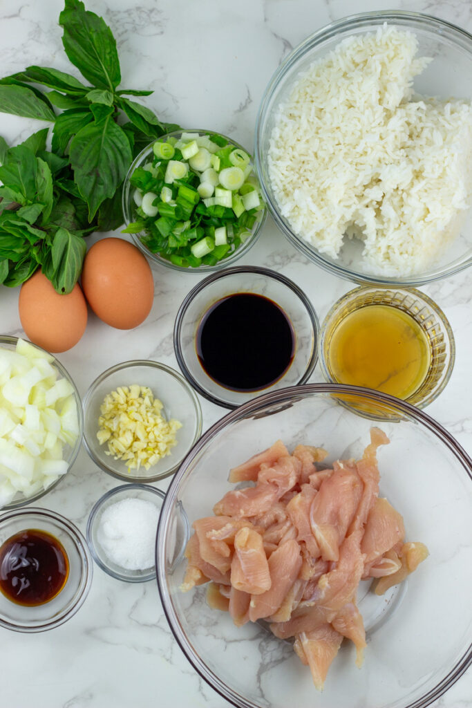 ingredients for thai basil fried rice